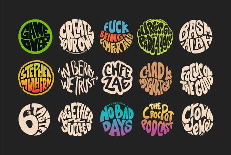 Circle Shirt Design, Sticker Logo Ideas, Typography For Tshirt, Font Tshirt Design, T Shirt Lettering Design, Tshirt Sticker Design, Tshirt Design Trends 2023, Typographic Logo Design Words, Circle Typography Design