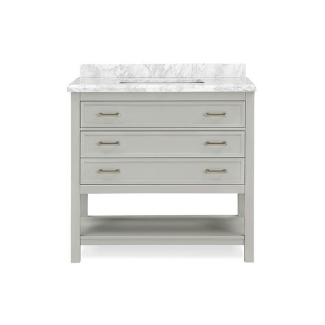 PRICES MAY VARY. 🌲QUALITY MATERIAL: Made from solid pine wood and polished chrome handles, bathroom sink cabinet ensures durability and can withstand the effects of a humid environment. 💦STYLISH DESIGN: Featuring a modern freestanding style with clean lines and a white 1.5-inch thick Carrara marble top, bathroom vanity sink exudes elegance. Pick from three color options to match different bathroom styles. 🌟PRACTICAL HIGHLIGHT: Equipped with a tip-out drawer, soft-closing U-shaped drawers, ope Bathroom Vanity Marble Top, Interiors 2024, Bathroom Sink Cabinet, Bathroom Vanity Sink, Bathroom Sink Cabinets, Bathroom Vanity With Sink, Vanity With Sink, Vanity Accessories, Carrera Marble