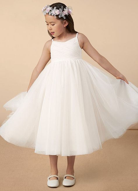 Flower Girl Dresses White, Charming Aesthetic, Wedding Boards, Tulle Flower Girl, White Flower Girl Dresses, Blush Pink Weddings, Flower Girl Dresses Tulle, Ankle Length Dress, Dress Flower