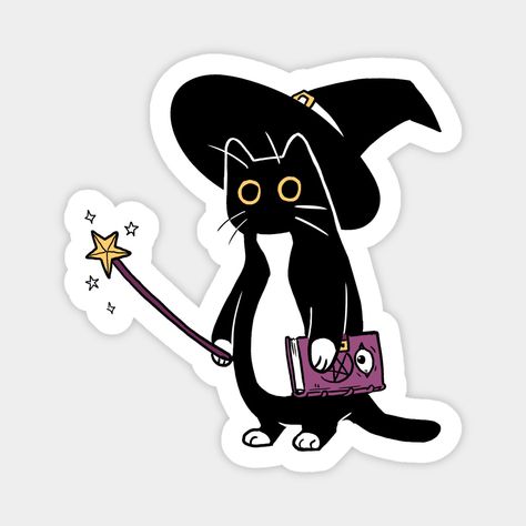 This is my cat's DnD character -- Choose from our vast selection of magnets to match with your desired size to make the perfect custom magnet. Pick your favorite: Movies, TV Shows, Art, and so much more! Available in two sizes. Perfect to decorate your fridge, locker, or any magnetic surface with. Halloween Stickers Printable, Grand Wizard, Black Cat Sticker, Cute Sketches, Computer Sticker, Animal Mugs, Sticker Maker, Autumn Stickers, Anime Crafts