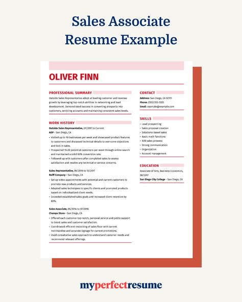 Sales associate resume example Sales Representative Resume, Sales Associate Resume, Perfect Resume Example, Sales Proposal, Sales Resume, Cv Format, Perfect Resume, Resume Builder, Sales Representative