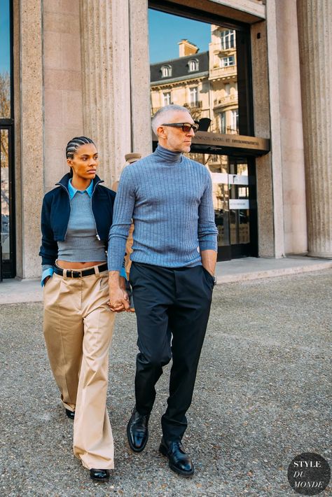 Paris Fall 2022 Street Style: Tina Kunakey and Vincent Cassel - STYLE DU MONDE | Street Style Street Fashion Photos Tina Kunakey and Vincent Cassel Mens Polo Shirt Outfit Classy, Mens Polo Shirt Outfit, 2022 Street Style, Stylish Couples, Tina Kunakey, Mens Black Dress Shoes, Polo Shirt Outfits, Street Cats, Vincent Cassel