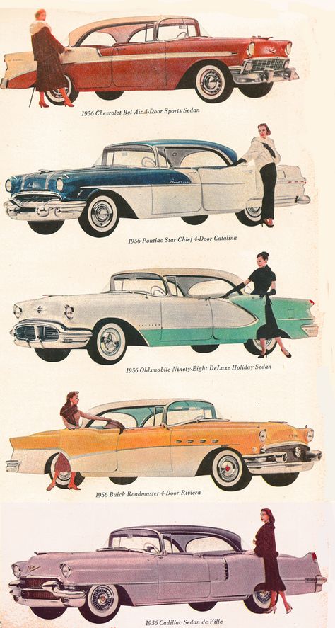 1956 GM line of cars Cars Chevrolet, Car Advertisement, Vintage Cars 1950s, Vintage Auto's, Old Vintage Cars, Car Chevrolet, 1957 Chevrolet, Car Advertising, Ideas Vintage