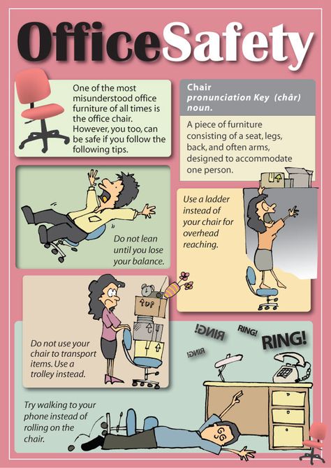 How not to use your office chair Fun Safety Meeting Ideas, Safety Posters Workplace Ideas, Workplace Safety Posters, Health And Safety Posters Workplace, Safety At Workplace, Workplace Safety Tips, Safety Meeting, Hse Poster Workplace Safety, Safety Talk