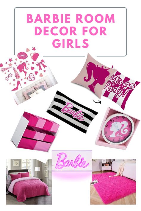 Barbie Bedroom Ideas Kids, Shared Small Room, Barbie Room Ideas Bedrooms, Khloe Bedroom, Barbie Themed Room, Barbie Bedroom Ideas, Girls Room Decor Ideas, Spiderman Room Decor, Barbie Room Decor