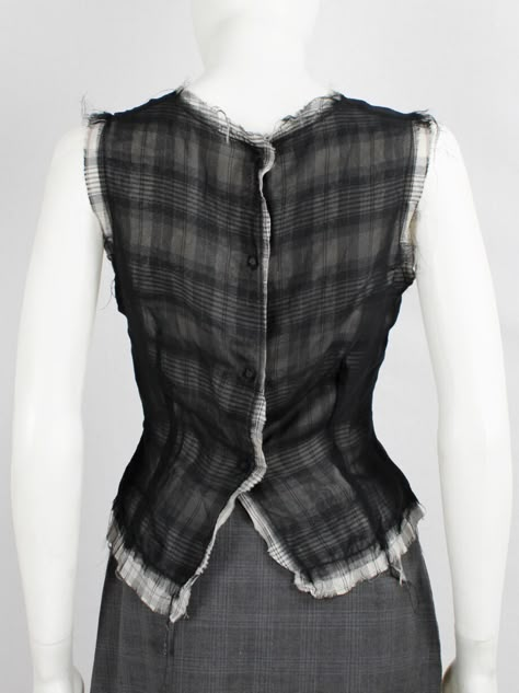 Black Sheer Top, Sheer Overlay, Martin Margiela, Plaid Tops, Jean Paul Gaultier, Fashion Details, Fashion Brand, Tartan, Fashion Inspo