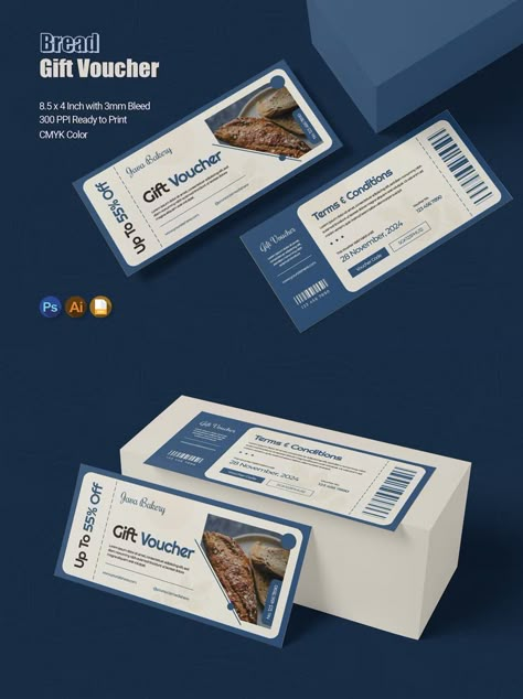 Bread Gift Voucher Template AI, EPS, PSD E Voucher Design, Creative Voucher Design Ideas, Vouchers Design, Gift Voucher Design Ideas, Voucher Design Coupon, Voucher Design Ideas, Voucher Design Template, Tickets Design, Bread Gift