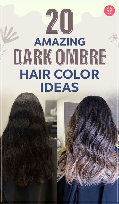 20 Amazing Dark Ombre Hair Color Ideas: The internet is going nuts over dark ombre hair color ideas. So, what makes this hair color trend so popular? It is low maintenance, and you do not have to color or bleach your entire hair to achieve an ombre style. Also, it looks so smooth and natural! #haircolor #ombrehairclor #hairstyles Ombre Hair Color Straightened, Summer Low Maintenance Hair Color, Non Bleach Balayage Dark Hair, Winter Ombre Hair Color For Brunettes, Balayage For Dark Brown Hair Low Maintenance, Ombre Hair For Black Hair, Ombre Hair Ideas For Brunettes, Ombre Hair Color For Brunettes Medium Length, Long Curly Hair Color Ideas Brunettes