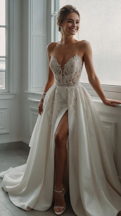 Explore 15 Simple Yet Elegant Wedding Dress Ideas for the Classy Bride** ** - TecArticles Detailed Wedding Veils, Jaw Dropping Wedding Dress, Romantic Off The Shoulder Wedding Dress Fairytale, Wedding Dress Attachable Skirt, Dreamy Wedding Dress Romantic Elegant, Fairytale Wedding Dress Enchanted, Fairy Core Wedding Dress, Wedding Dresses With Corset, Wedding Dresses Corset Top