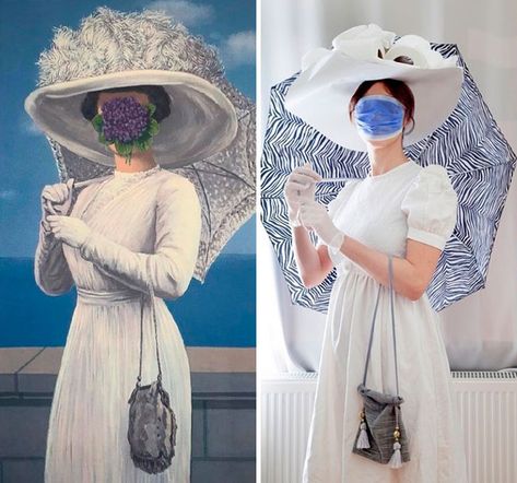 The Great War By Rene Magritte Appropriation Art Ideas Paintings, Photo Appropriation Paintings, Art Appropriation Paintings, Appropriation Art Artworks, Art Appropriation Ideas, Art Appropriation, 1980 Japan, Rembrandt Portrait, Tableaux Vivants