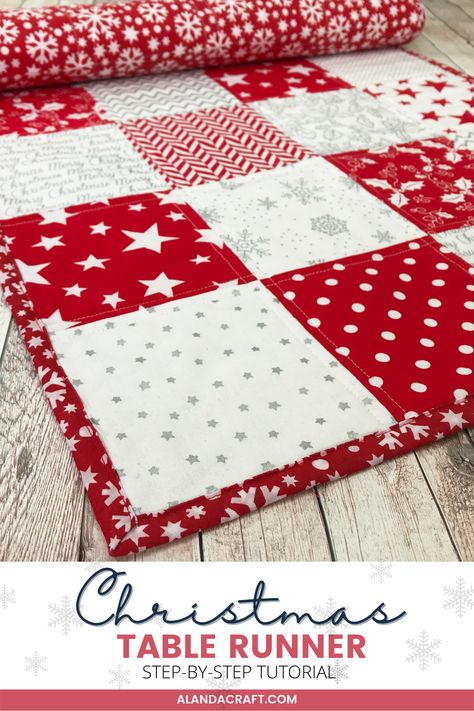 Quilted Table Runners Christmas Free Pattern, Patterns For Table Runners, Sew Christmas Table Runner, Christmas Table Runners Diy Easy, Xmas Table Runners Free Pattern, Christmas Quilt Table Runner Patterns, Christmas Table Runners Quilted, Diy Christmas Placemats, Quilted Christmas Table Runners