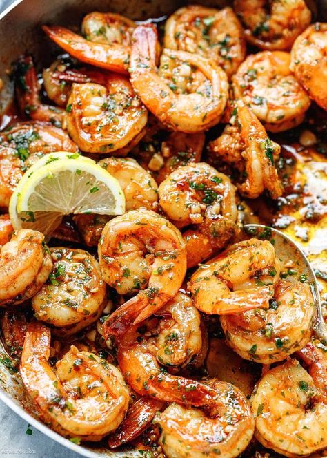 Garlic Shrimp Recipe - #shrimp #recipe #eatwell101 - This garlic butter shrimp recipe is a wonderful flavor combination of garlicky, buttery goodness. - #recipe by #eatwell101® Healthy Spicy Shrimp Recipes, Best Garlic Shrimp Recipe, Stove Top Shrimp Recipes, Dry Shrimp Recipes, Shrimp Brussel Sprout Recipes, Unpeeled Shrimp Recipes, Seasoned Shrimp Recipes, Shrimp On Stove Top, Key West Pink Shrimp Recipes