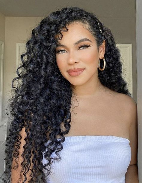 Prom Hairstyles With Curly Hair, Mixed Wedding Hairstyles, Hairstyles For Curly Hair Natural Formal, Curly Hair Bridesmaid Styles Down, Curly Hair For Wedding Bride, Homecoming Hair Curly Natural, Long Curly Hair Bride, Curly Hair Elegant Hairstyles, Curly Hairstyles Wedding Bridesmaid