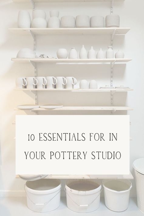 Pottery Studio Water System, Pottery Space At Home, Garage Pottery Studio Setup, Ceramic Pottery Studio, Home Pottery Studio Ideas, Pottery Studio Setup Ideas, Home Pottery Studio Workspaces, Pottery Ideas For Beginners Inspiration, Starting Pottery At Home