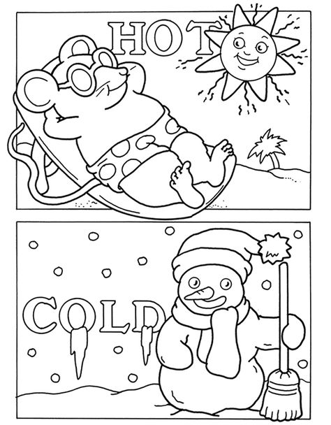 Welcome to Dover Publications - Fun with Opposites Opposites Coloring Pages, Opposites Crafts For Toddlers, Hot And Cold Activities Preschool, Opposites Activities, Preschool Opposites, Opposites Preschool, Free Preschool Worksheets, Opposite Colors, Dover Publications