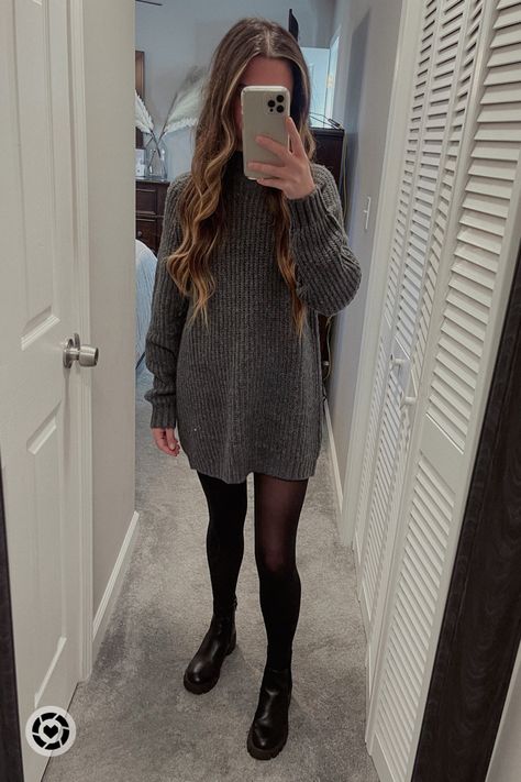 Teal Sweater Outfit, Sweater Dress Ideas, Knit Sweater Dress Outfit, Sweater And Shorts Outfit, Gray Sweater Dress Outfit, Turtle Neck Dress Outfit, Black Sweater Dress Outfit, F1 Uniform, Sweater Dress Outfit Winter