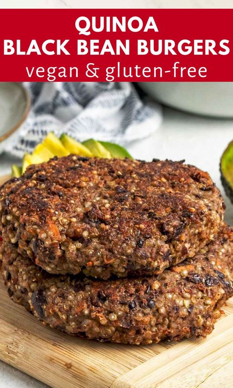 Healthy Meatless Meals, Gluten Free Black Bean Burgers, Meatless Dinner Ideas, Veggie Burger Recipe Easy, Quinoa Burger Recipe, Vegan Bean Burger, Black Bean Quinoa Burger, Quinoa Veggie Burger, Vegan Black Bean Burger