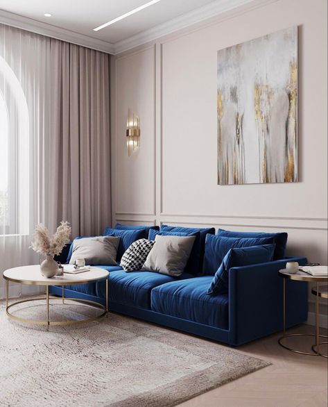 Blue Sofas Living Room, Blue Couch, Blue Living Room Decor, Living Room Sofa Design, Living Room Design Decor, Home Design Living Room, Blue Sofa, Blue Living Room, Decor Home Living Room