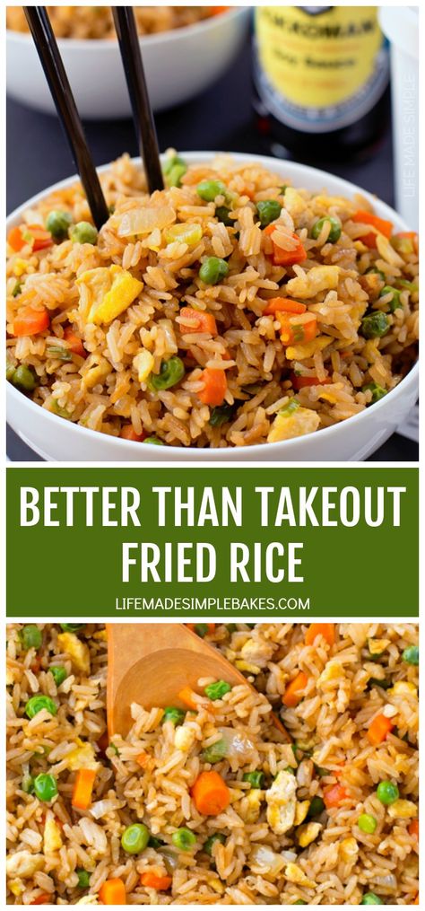 There's no need to order out! This Better Than Takeout Fried Rice recipe is ready to go in just 20 minutes! #betterthantakeoutfriedrice #takeoutfriedrice #friedrice #betterthantakeout #quickfriedrice Takeout Fried Rice, Homemade Fried Rice, Chicken Fried Rice Easy, Rice And Vegetables, Resepi Biskut, Better Than Takeout, Rice Side Dishes, Chinese Cooking Recipes, Easy Rice Recipes