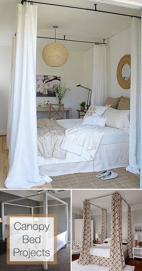 Dreamy Canopy Bed Projects • Lots of Ideas & DIY Tutorials! Canopy Bed Diy, Canopy Beds, Diy Canopy, Bed Design Modern, Bed Canopy, Hus Inspiration, Canopy Bed, Design Del Prodotto, Diy Bed