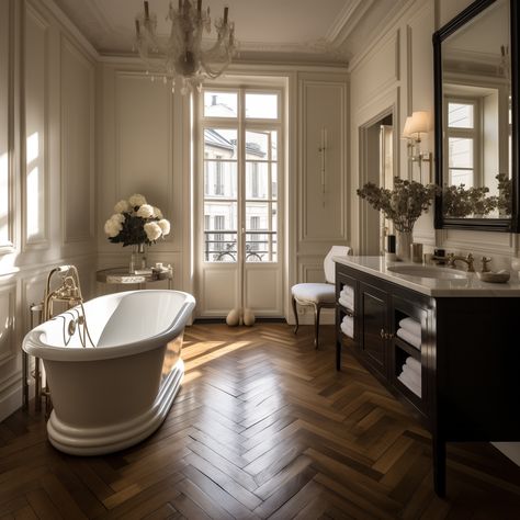 Parisian Bathroom Design - 22 ways to achieve an elegant aesthetic Parisian Style Bathroom, French Bathroom Design, Parisian Bathroom, French Bathroom, French Country Bathroom, Parisian Interior, French Apartment, Style Parisienne, Classic Bathroom