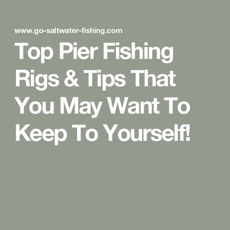 Top Pier Fishing Rigs & Tips That You May Want To Keep To Yourself! Pier Fishing Rig, Surf Fishing Rigs, Keep To Yourself, Surf Fishing, Fishing Rigs, Pier Fishing, Fish Camp, Saltwater Fishing, Fishing Tips