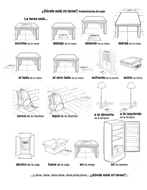 Spanish Workbook, Spanish Prepositions, Spanish Education, Spanish Teacher Resources, Spanish Classroom Activities, Learning Spanish For Kids, Spanish Basics, Middle School Spanish, Learning Spanish Vocabulary