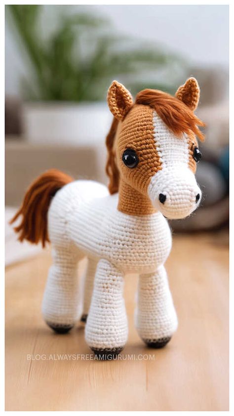 Amigurumi Mini Horse Crochet Free Pattern Mini Horse Crochet, Crochet Deadpool, Amigurumi Horse, Horse Crochet, Crocheted Animals, Crochet Toys Free Patterns, Crochet Toys Free, Crochet Horse, Easy Crochet Animals