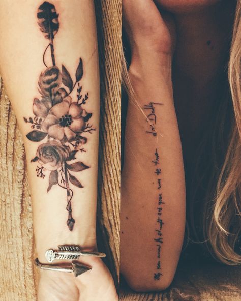 May your arrow fly straight and your aim be true.  Floral & Arrow black + grey tattoo 542 kings Wolfville, Nova Scotia Celtic Motherhood, Anklet Tattoo, Tattoo Turtle, Tattoo Celtic, Wildflowers Tattoo, Arrow Tattoos For Women, Motherhood Tattoos, Tattoos Pretty, Dragons Tattoo