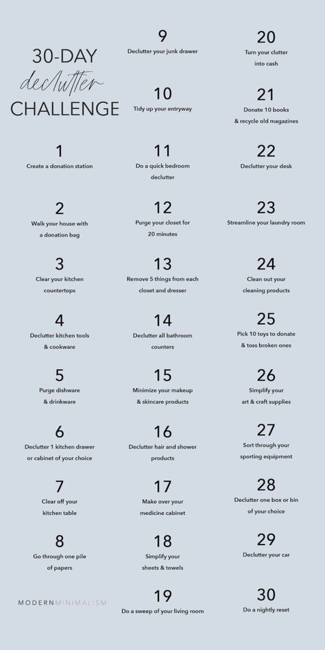 30-Day Declutter Challenge Decluttering Ideas Minimalism, Minimalism Tips, Minimalist Challenge, Minimalism Challenge, 30 Day Ab Challenge, Decluttering Inspiration, Declutter Home, Declutter Challenge, 30 Day Abs