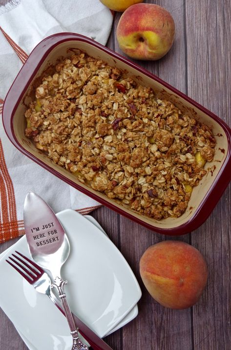 Peach Crisp Small Batch, Peach Cobbler Small Batch, Small Batch Peach Cobbler, Peach Cobbler Bars, Louisiana Fish Fry, Fruit Crisp Recipe, Peach Crisp Recipe, Batch Recipes, Peach Muffins