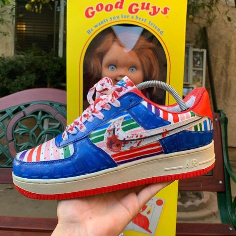 Chucky Air Force 1, Af1 Custom, Af1 Shoes, Custom Af1, Nike Air Force 1 Custom, Nike Air Force 1s, Air Shoes, Youthful Design, Unique Sneakers