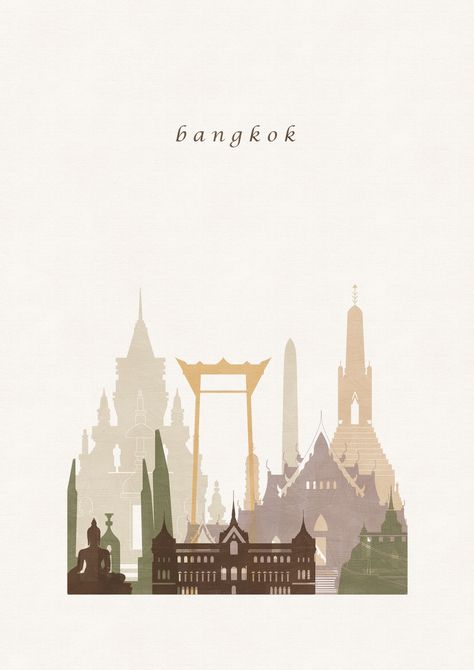 Bangkok Poster, Bangkok Skyline, Retro Art Prints, Home Lighting Design, Retro Kunst, Map Travel, Office Poster, Downloadable Prints, Thai Art