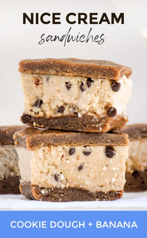 Vegan Banana Cookies, Banana Ice Cream Sandwich, Vegan Ice Cream Cake, Healthy Ice Cream Sandwich, Vegan Coconut Ice Cream, Best Vegan Ice Cream, Cookie Dough Ingredients, Vegan Ice Cream Recipe, Healthier Desserts