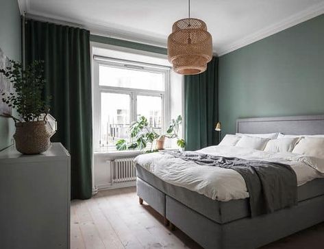 7 Green Bedroom Ideas For A Calming Space Grey Green Bedrooms, Green And Grey Bedroom, Grey Colour Scheme Bedroom, Grey Bedroom Colors, Green And White Bedroom, Sage Bedroom, Green Bedroom Walls, Green Bedroom Design, Green Bedroom Ideas