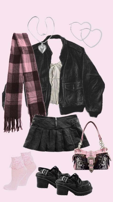 #outfitinspo #clothes#pink Pink Grunge Outfits, Cold Outfits, Kawaii Fashion Outfits, Pretty Style, Girly Fashion, Girly Outfits, Kawaii Fashion, Aesthetic Outfits, Outfits Aesthetic