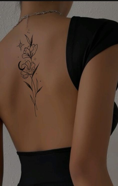 Back Waist Tattoo For Women, Upper Spine Tattoos For Women, Upper Hip Tattoos Women, Center Back Tattoo Women, Flower Spine Tattoos For Women, Womens Hip Tattoo, Upper Back Tattoo Women, Sternum Tattoos For Women, Hip Tattoos For Women