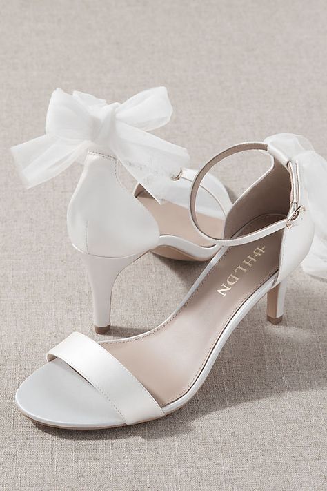 Aurelia Aesthetic, Wedding Sandals For Bride, Bride Heels, Bridesmaids Shoes, Tulle Bow, Satin Sandals, Ivory Wedding Shoes, Wedding Shoes Bride, Tulle Bows