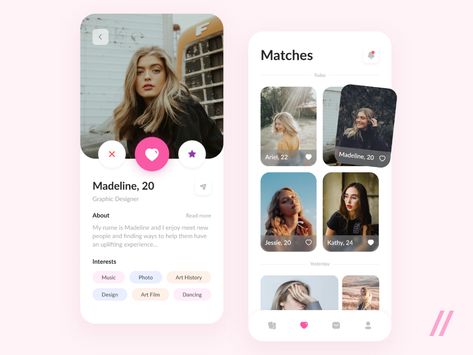 Dribbble上的Purrweb UI约会应用程序 Dating App Graphic Design, Dating App Ui Design, Tinder App Design, Dating App Photo Ideas, Dating App Design, Moodboard App, Profile Ui, Profile App, Dating Apps Free