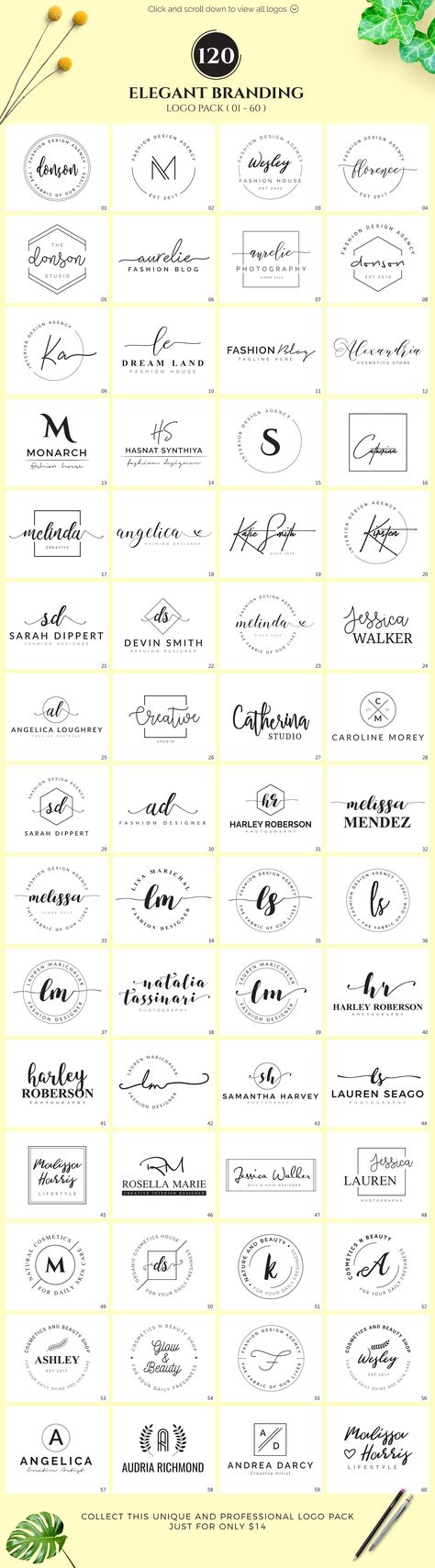 120 Elegant Branding Logo Pack  by XpertgraphicD on @creativemarket Makeup Branding, Beauty Logos, Logo Professional, Salon Logo Design, Elegant Logo Design, Name Card Design, Fashion Logo Branding, Logo Design Inspiration Branding, Logo Watermark