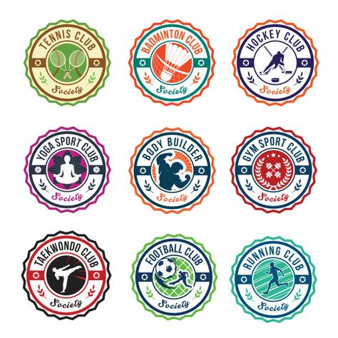 Sports Club Logo Design, Sports Day Badges, Logo Badge Design, Sports Logo Design Graphics, Art Club Logo, Sport Club Logo, Sports Club Logo, Badminton Art, Club Logo Design