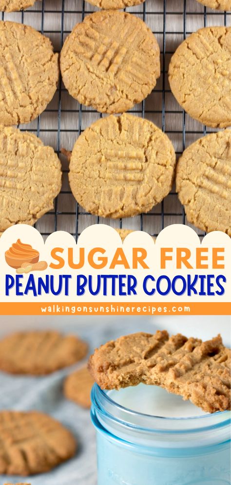 Here's a simple dessert recipe if you're on a keto, low-carb, or gluten-free diet! With just a few ingredients, you can have Sugar Free Peanut Butter Cookies that taste delicious. Definitely an easy-to-make sweet treat for diabetics! Try these flourless cookies today! Splenda Peanut Butter Cookies, Peanut Butter Cookies With Splenda, Baking Ideas For Diabetics, Easy Low Carb Sweet Snacks, Low Glycemic Cookie Recipes, Stevia Peanut Butter Cookies, Low Carb Peanut Butter Muffins, Low Cal Peanut Butter Cookies, Peanut Butter Cookies For Diabetics