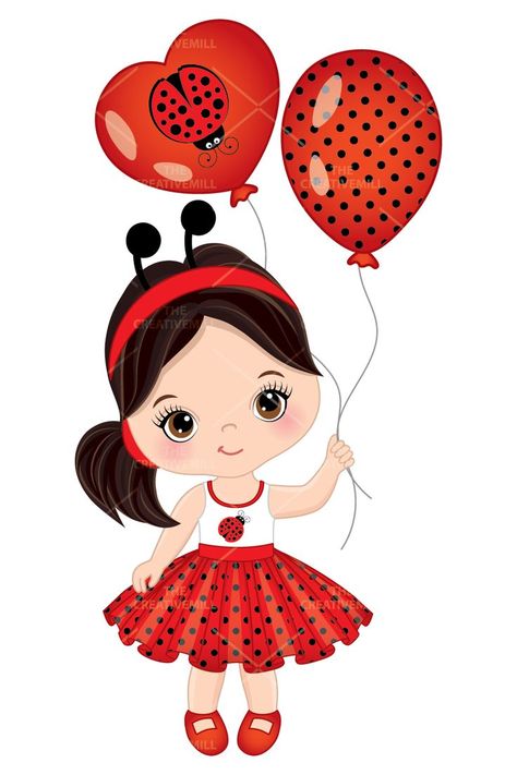 Ladybug Clipart, Ladybug Girl, Its A Girl Balloons, Cartoon Girl Drawing, Cute Clipart, Kids Clipart, Disney Drawings, Cute Images