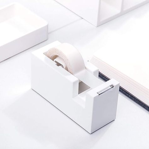 Desktop Tape Dispenser - Silicone Non-Skid Weighted Base Tape Cutter for Office,School and Home Supplies (Pure White) Aesthetic Tape, Washi Tape Organizer, Washi Tape Dispenser, Tape Organizer, Tape Dispensers, Collection Storage, White Tape, Stationery Essentials, Desk Makeover