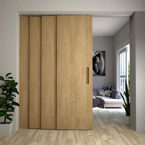 Experience the pinnacle of design innovation and functionality with the DecorAndDecor TP-Slide Telescopic Sliding Door Kit. With a robust 3600mm track,(3x3600mm) this kit is an ideal solution for those seeking to optimise their space without compromising on aesthetics. As a testament to its superior build quality, this sliding door mechanism can comfortably bear heavy doors up to 80KG per door, ensuring durability and reliability. The TP-Slide Telescopic Sliding Door Kit is not just about streng 3 Sliding Door, Sliding Door Mechanism, Japanese Sliding Doors, Sliding Doors Internal, Sliding Interior Doors, Track Door, Partition Door, Living Room Divider, Sliding Wall