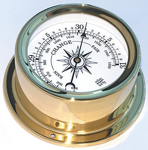 Trintec Euro Aneroid Barometer Polished Brass Marine Nautical Instrument for Boat or Cabin >>> Click on the image for additional details.-It is an affiliate link to Amazon. #WeatherInstruments Anemometer, Rain Gauge, Brass Instruments, Weather Instruments, Life Support, Barometer, Sea Level, Cooking Timer, Polished Brass