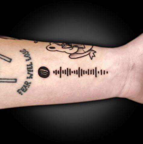 Spotify tattoo trend has some people regretting their ink — KSN Spotify Code Tattoo Ideas, Song Tattoos Ideas Spotify, Spotify Barcode Tattoo, Spotify Tattoo Ideas, Spotify Code Tattoo, Got Your 6 Tattoo, I Got Your 6 Tattoo, Spotify Tattoo, 6 Tattoo