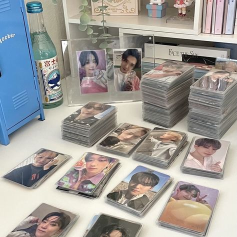 Photocard Album Aesthetic, K Pop Merch Aesthetic, Photo Cards Seventeen, Svt Album Collection, K Pop Photocards Aesthetic, Kpop Pc Aesthetic, Photocard Collection Aesthetic, Kpop Fan Aesthetic, K Pop Photocards