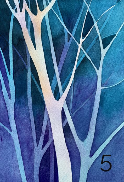 Painting Negative Space, Watercolor Negative Space, Negative Art Painting, Monochromatic Watercolor Painting Easy, Negative Painting Ideas, Negative Space Watercolor, Watercolor Learning, Negative Space Painting, Watercolor Outline