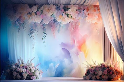 Photo elegant floral wedding backdrop wa... | Premium Photo #Freepik #photo Wedding Party Background, Background For Wedding Photos, Wedding Background Landscape, Wedding Photoshoot Background, Wedding Backdrop Design Backgrounds, Wedding Poster Background, Wedding Background Design, Floral Wedding Backdrop, Wedding Backgrounds